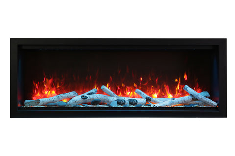 Image of Amantii Symmetry 34'' Built In Fully Recessed Flush Mount Linear Indoor & Outdoor Electric Fireplace | Extra Tall Deep | SYM-34-XT | Electric Fireplaces Depot
