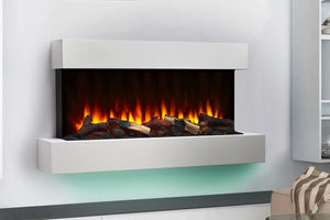 Hearth & Home SimpliFire Format 43-inch Floating Mantel Wall Mount Electric Fireplace in White SF-FM43-WH