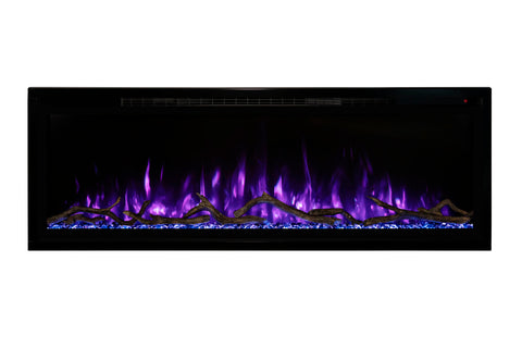 Modern Flames Spectrum Slimline 100 inch Wall Mount Built in Electric Fireplace Insert | Fully Recessed 4'' Wall | SPS-100B | Electric Fireplaces Depot