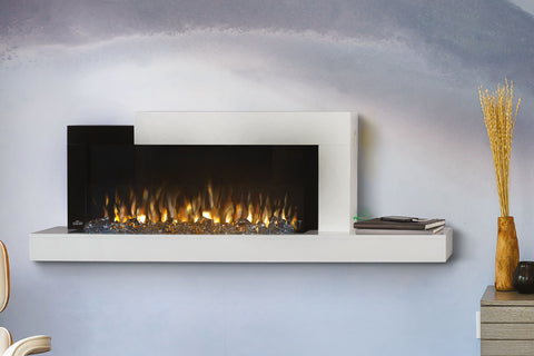 Napoleon Stylus Cara Elite White Wall Mount Electric Fireplace with WiFi | Smart Mantel with Shelf | NEFP32-5019W-IOT