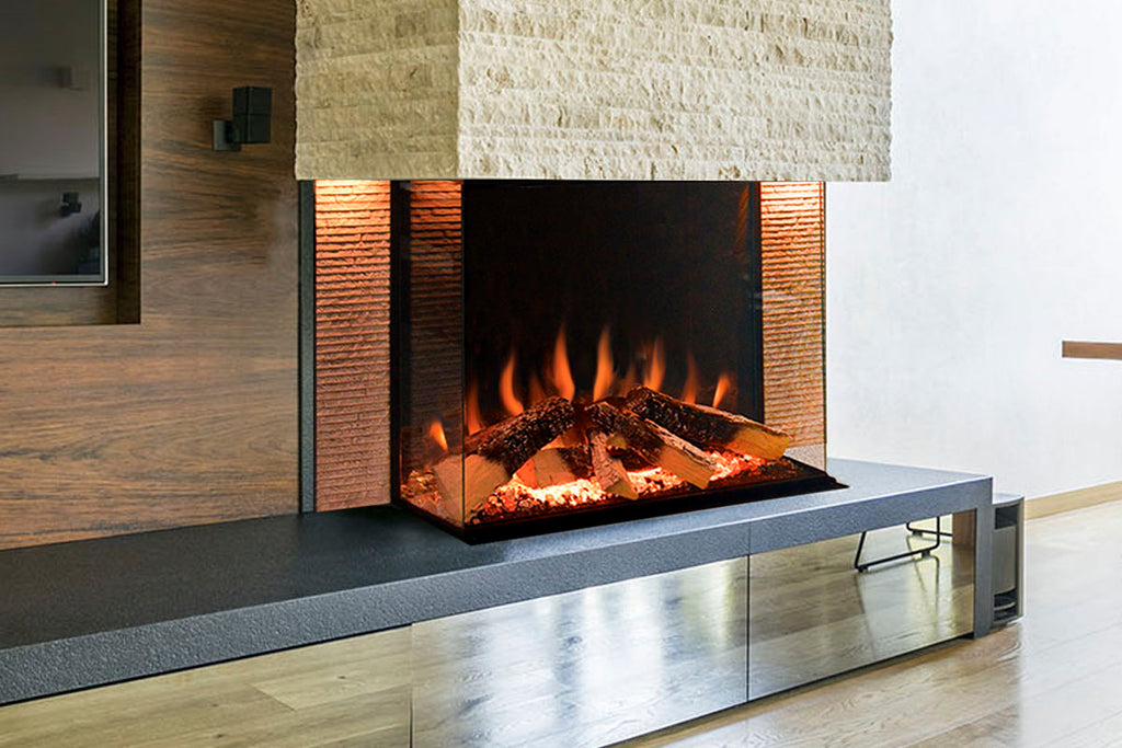 Electric Modern Evonicfires Halo Series Tyrell 32 inch Built-In 3-sided Electric Fireplace Firebox | EV-FP-Halo-TYRELL | Electric Fireplaces Depot