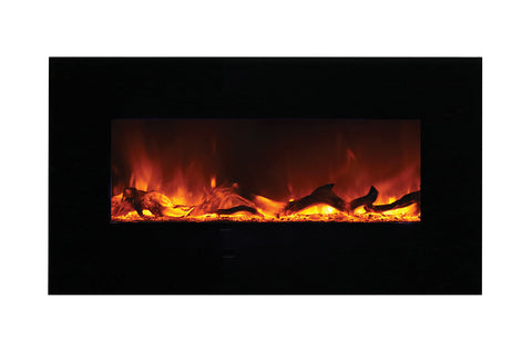 Image of Amantii 44 inch Built In Flush Mount Wall Mount Linear Electric Fireplace | Black or White | WM-FM-34-4423-BG | Electric Fireplaces Depot