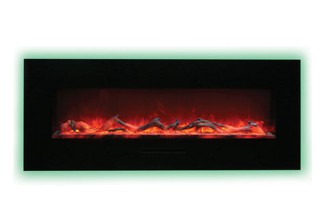 Image of Amantii 58 inch Built In Flush Mount Wall Mount Linear Electric Fireplace | Black or White | WM-FM-48-5823-BG | Electric Fireplaces Depot