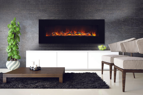 Image of Amantii 70 inch Built In Flush Mount Wall Mount Linear Electric Fireplace | Black or White | WM-FM-60-7023-BG | Electric Fireplaces Depot