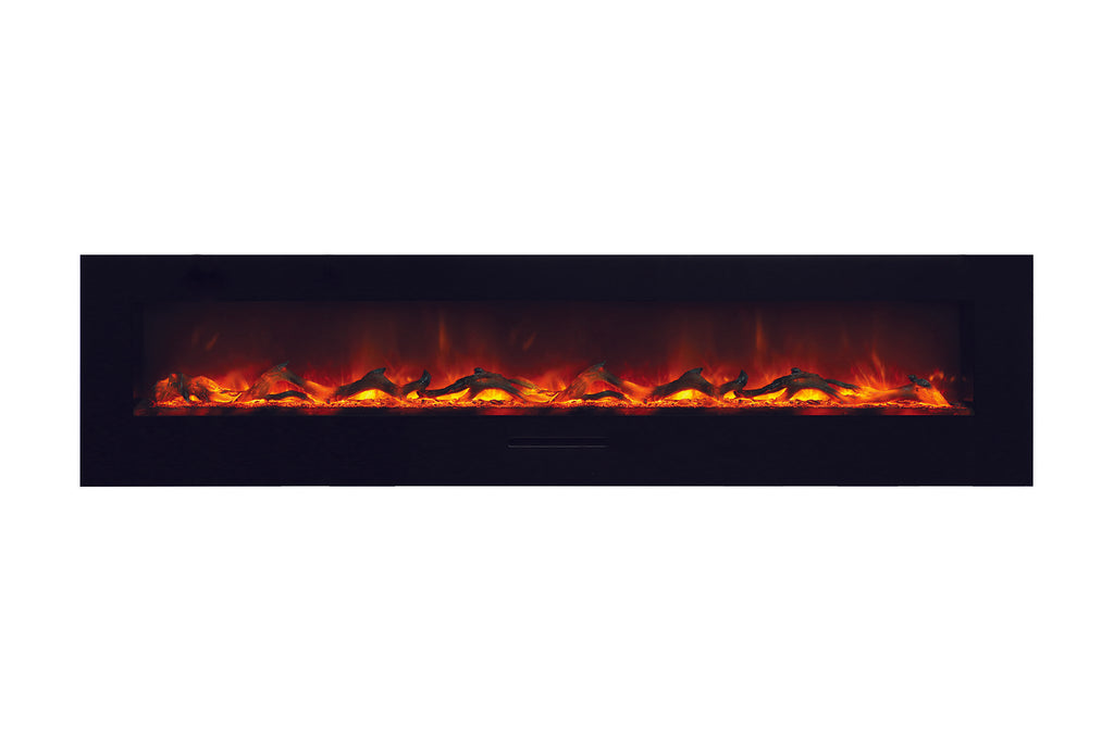 Amantii 100 inch Built In Flush Mount Wall Mount Linear Electric Fireplace | Black or White | WM-FM-88-10023-BG | Electric Fireplaces Depot