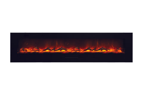 Image of Amantii 100 inch Built In Flush Mount Wall Mount Linear Electric Fireplace | Black or White | WM-FM-88-10023-BG | Electric Fireplaces Depot