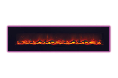Image of Amantii 100 inch Built In Flush Mount Wall Mount Linear Electric Fireplace | Black or White | WM-FM-88-10023-BG | Electric Fireplaces Depot