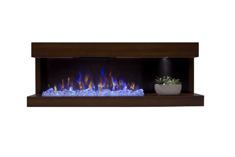 Image of Napoleon Stylus Steinfeld Walnut Modern Wall Surface Mount Electric Fireplace with Shelf | Logs and Crystals | NEFP32-5320BW |  Electric Fireplaces Depot
