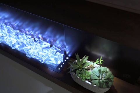 Image of Napoleon Stylus Steinfeld Walnut Modern Wall Surface Mount Electric Fireplace with Shelf | Logs and Crystals | NEFP32-5320BW |  Electric Fireplaces Depot