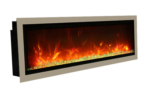 Image of Amantii Symmetry 34'' Built In Fully Recessed Flush Mount Linear Indoor & Outdoor Electric Fireplace | SYM-34 | Electric Fireplaces Depot 
