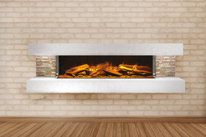 Electric Modern Evonicfires 60 inch White Wall Mount 3-sided Electric Firepalce |  Compton 1000 | Electric Fireplaces Depot