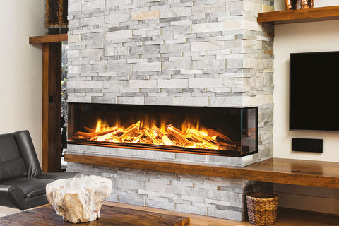 Image of Electric Modern Evonicfires 72 Inch Built-In 3-sided Electric Fireplace - E72-3S - Electric Fireplaces Depot