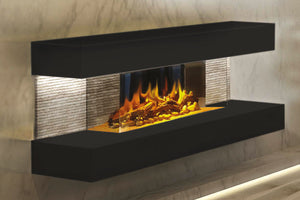 Electric Modern Evonicfires 44 inch Black Wall Mount 3-sided Electric Firepalce |  Compton 2 | Electric Fireplaces Depot