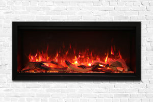 Amantii Symmetry 42'' Built In Fully Recessed Flush Mount Linear Indoor & Outdoor Electric Fireplace | Extra Tall Deep | SYM-42-XT | Electric Fireplaces Depot