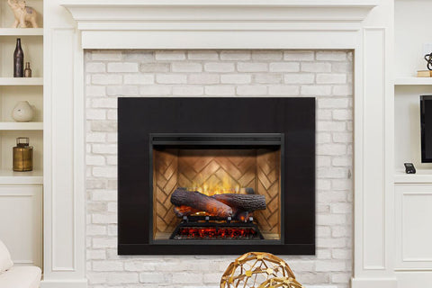 Image of Dimplex Revillusion 24 inch Built In Electric Fireplace Herringbone Brick- Firebox - Heater - RBF24DLX - Electric Fireplaces Depot