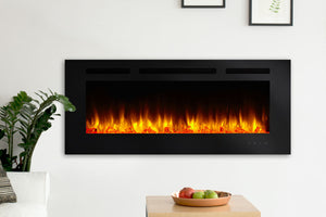 Hearth & Home SimpliFire Allusion 48 Inch Wall Mount Recessed Linear Electric Fireplace Insert | SF-ALL48-BK | Electric Fireplaces Depot