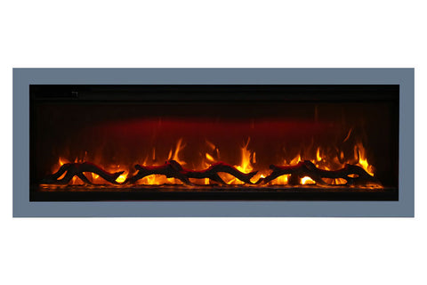 Image of Amantii Symmetry 88'' Built In Fully Recessed Flush Mount Linear Indoor & Outdoor Electric Fireplace | SYM-88 | Electric Fireplaces Depot